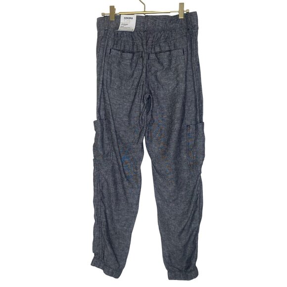 $44 NWT Linen Utility Joggers Womens Size 4 Gray Mid Rise Relaxed Fit Tapered St - Picture 5 of 11